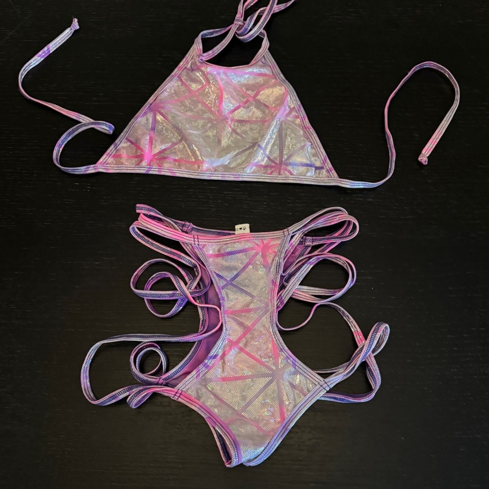 Iridescent Fairy Glitter Rave two piece set